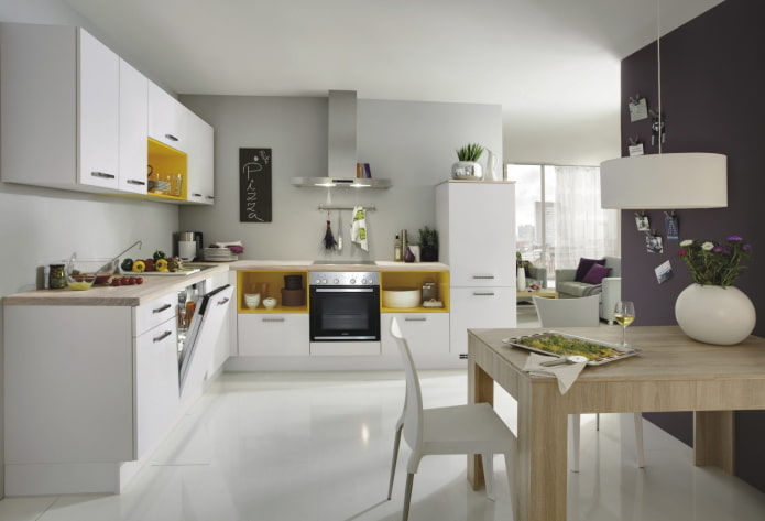 inrichting in het interieur van de keuken in de stijl van het modernisme
