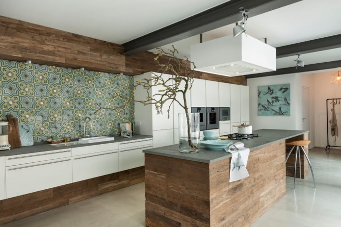 inrichting in het interieur van de keuken in de stijl van het modernisme