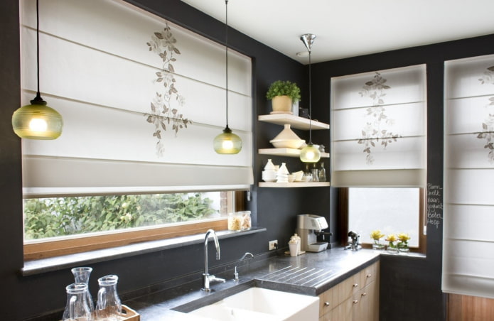 textiel in het interieur van de keuken in de moderne stijl