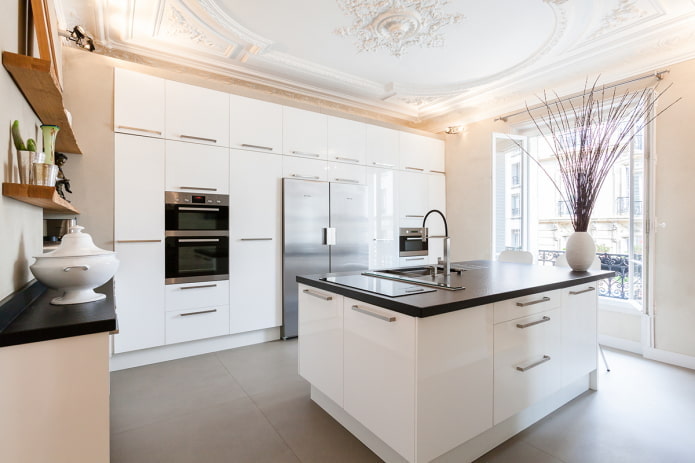 inrichting in het interieur van de keuken in de stijl van het modernisme