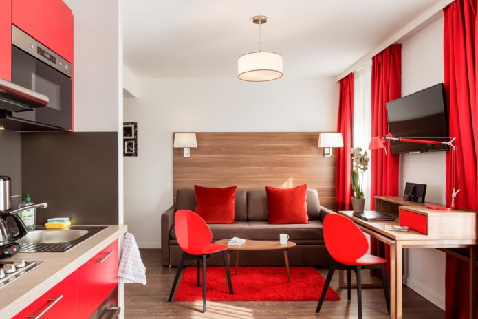 ontwerp van een keuken-woonkamer van 15 vierkante meter