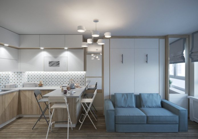 Zone-indeling met een U-vormige keukenset