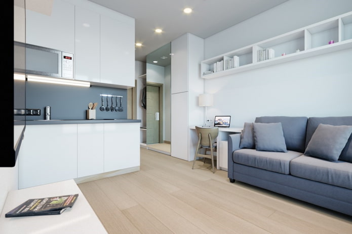 inrichting van een woonkeuken van 16 vierkante meter