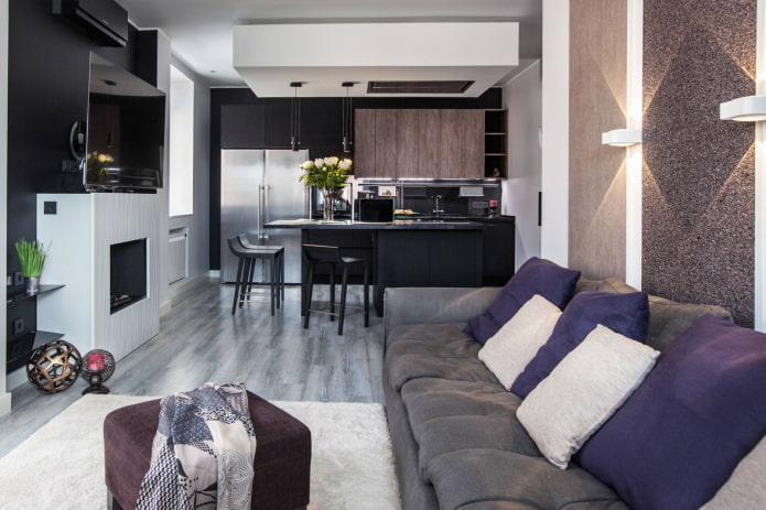 Woonkamer met open haard