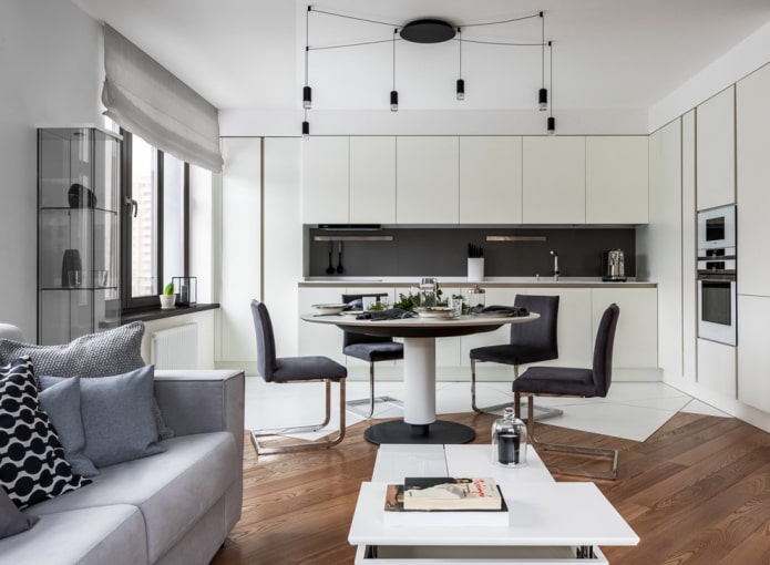 meubelopstelling in het interieur van de woonkeuken