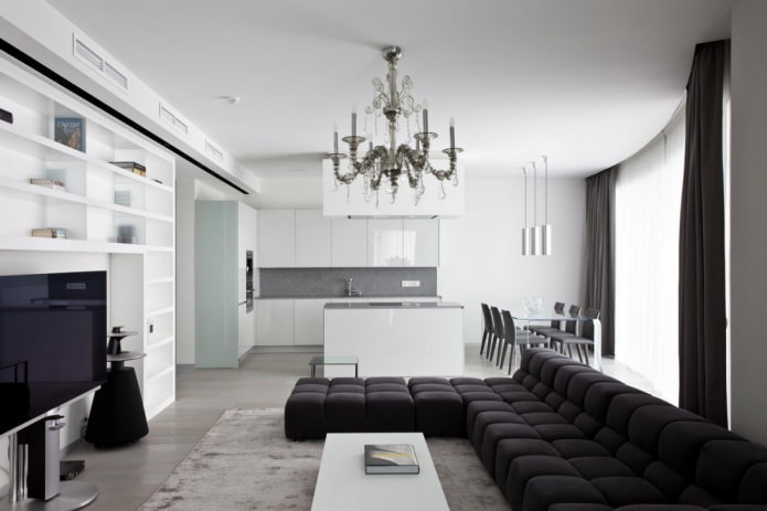 keuken-woonkamerontwerp in minimalistische stijl stijl