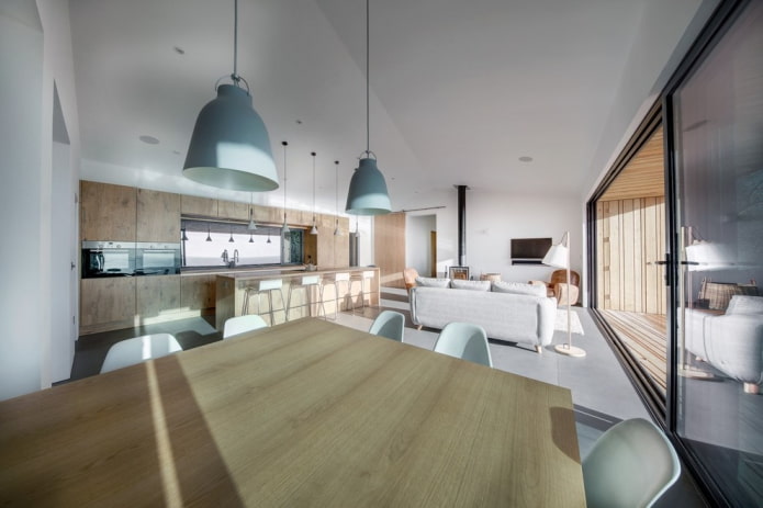 modern interieur van een woonkeuken