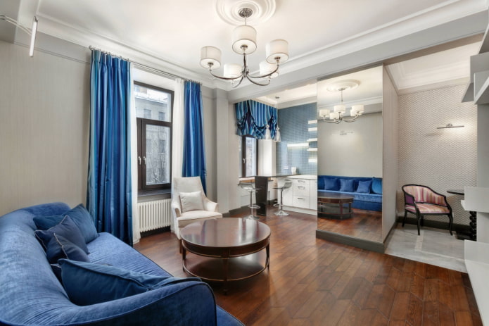 ontwerp van het interieur van de keuken-woonkamer