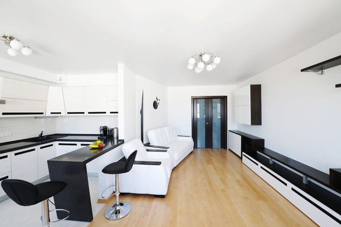 interieur keuken-woonkamer in minimalistische stijl