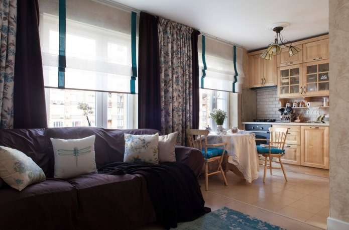 ontwerp van het interieur van de keuken-woonkamer