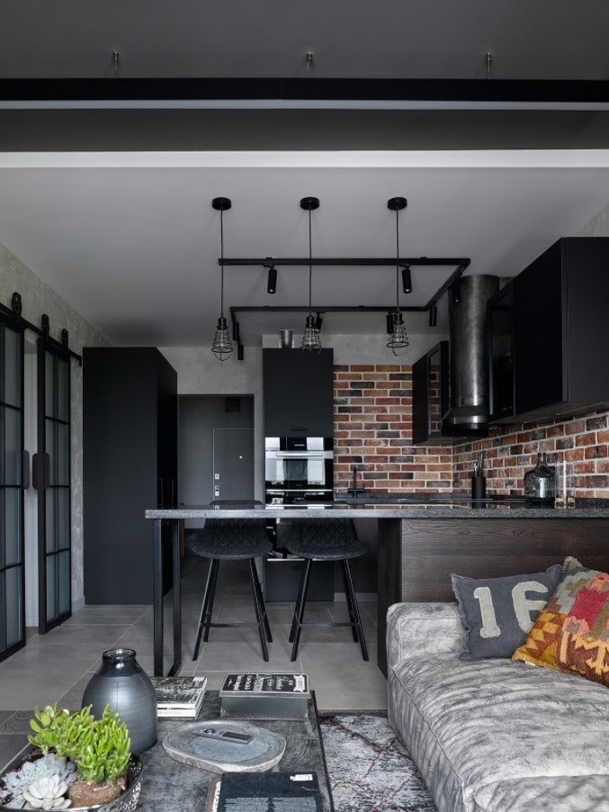 studio in loftstijl met bar