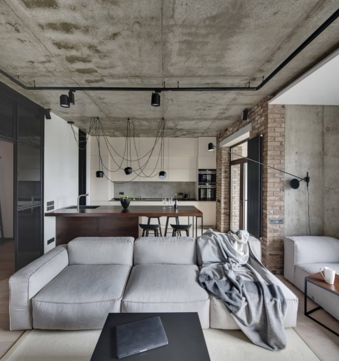 bank voor een studio in loftstijl
