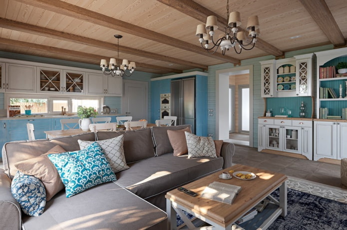 interieur van de keuken-woonkamer in Proven?aalse stijl