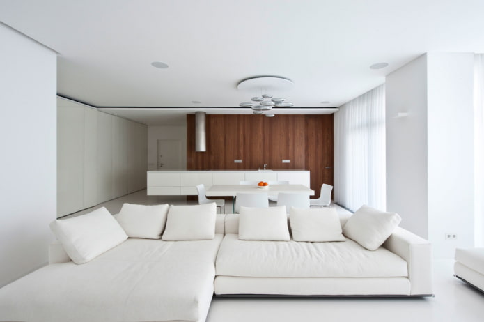 interieur van een keuken-woonkamer in een hightech-stijl