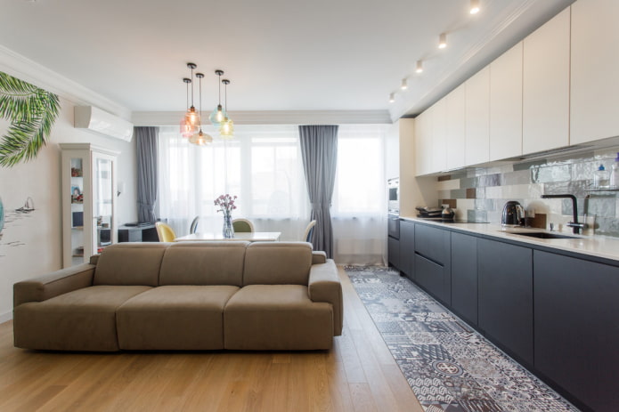 interieur van een open keuken met een woonkamer