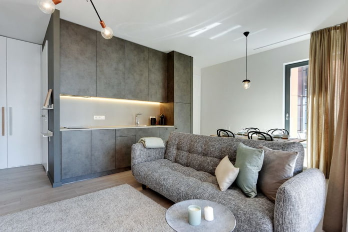 interieur van een open keuken met een woonkamer