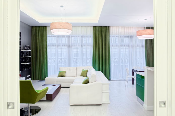 raamdecoratie in het interieur van de keuken-woonkamer