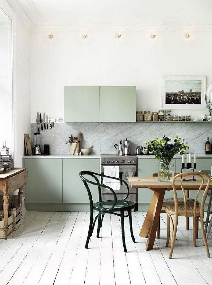 scandinavische keuken in mintkleur