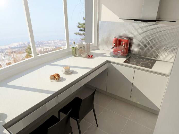 keukenontwerp met eethoek op het balkon