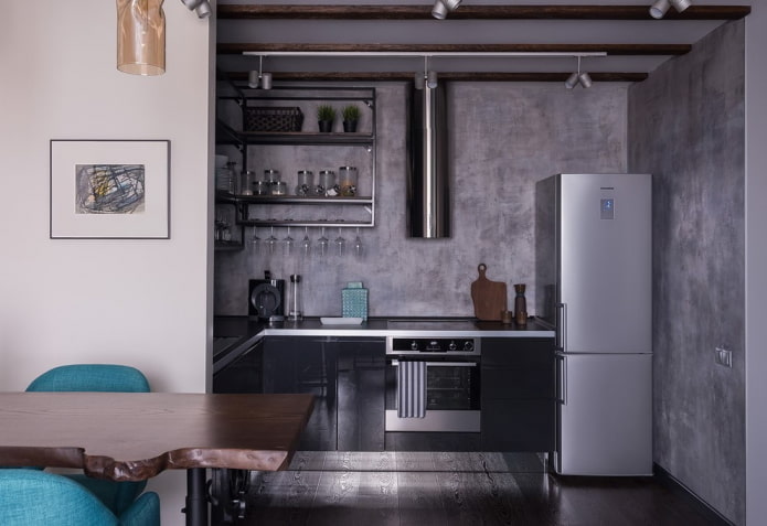 keuken in een nis zonder raam in het interieur