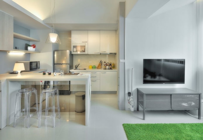 keuken met een bar in een nis in het interieur