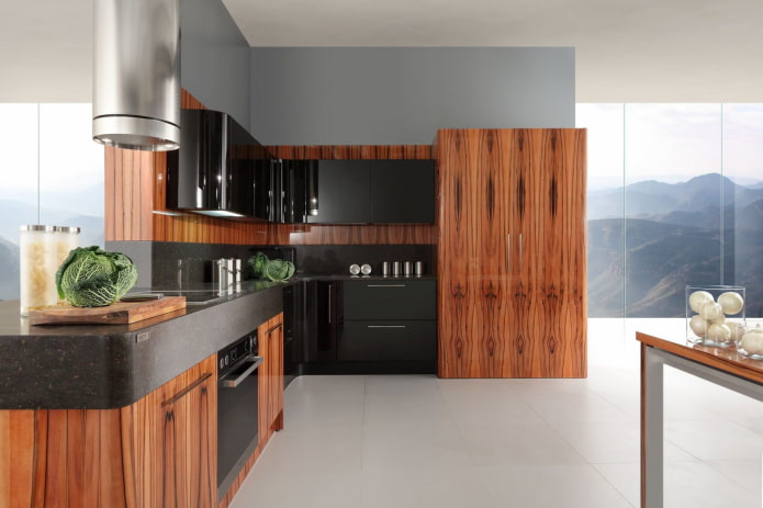 rood hout in de keuken