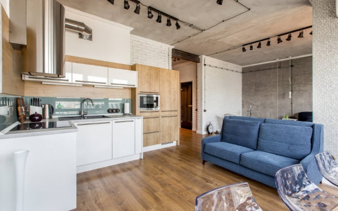 bank in het keukeninterieur in de loftstijl