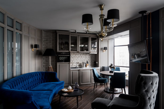 halfronde bank in het keukeninterieur