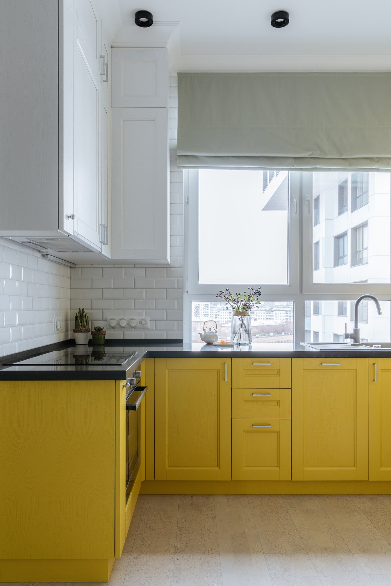 vouwgordijnen in de keuken