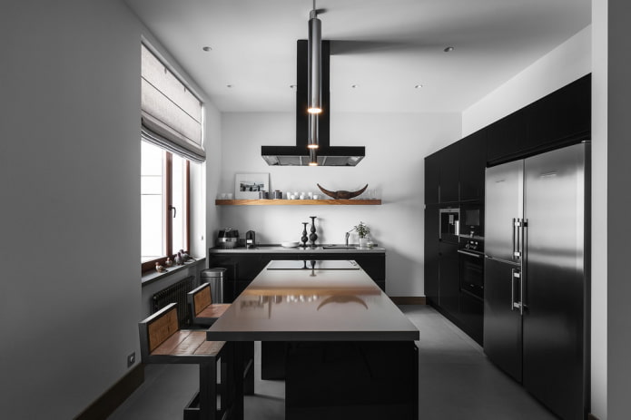 eiland in het interieur van een kleine keuken