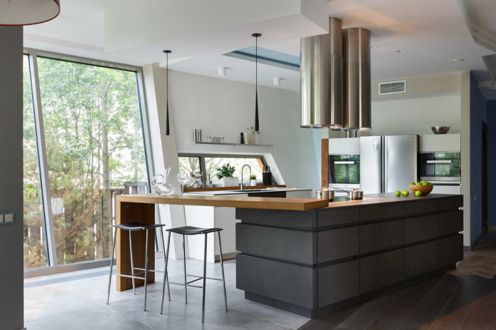 eiland in het interieur van de keuken in moderne stijl