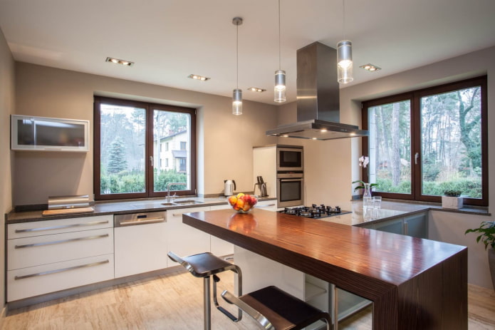eilandontwerp in het keukeninterieur