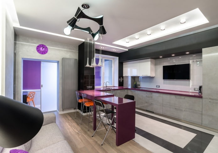 interieurontwerp van een keukenstudio in hightech-stijl