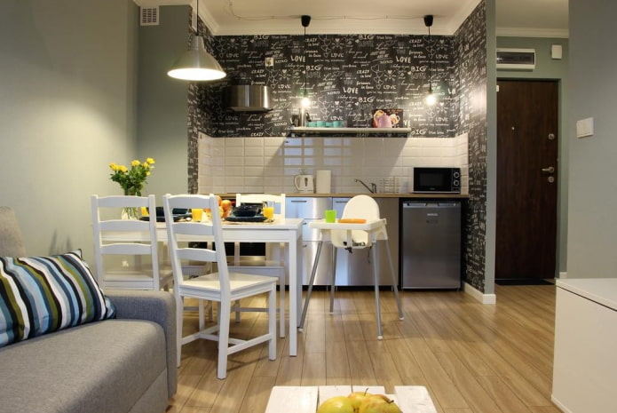 interieur van een keukenstudio met decoratieve afwerking