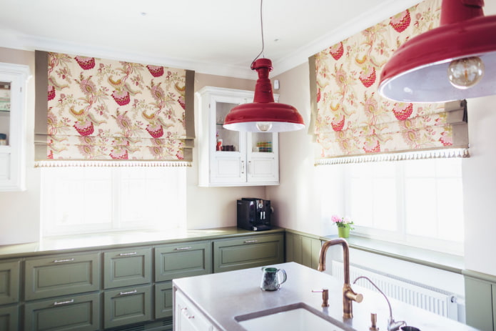 textieldecoratie van de keuken in Britse stijl
