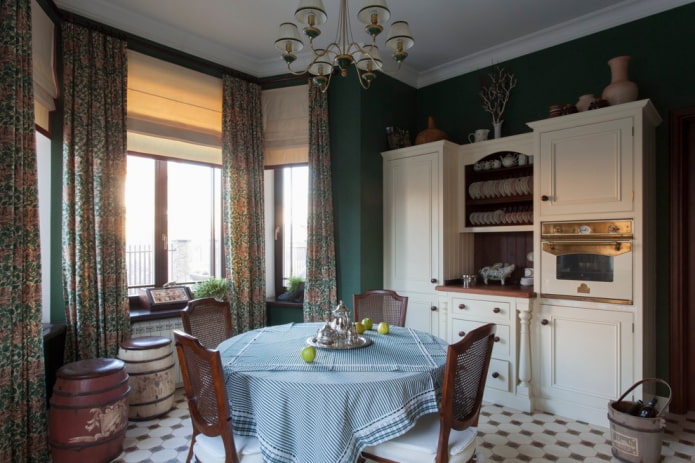 textieldecoratie van de keuken in Britse stijl