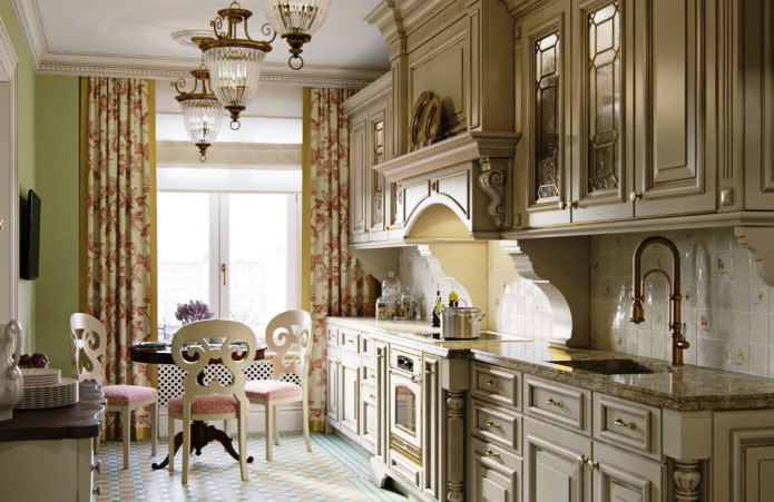 textieldecoratie van de keuken in Britse stijl