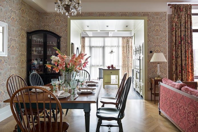 keuken-woonkamer in Engelse stijl
