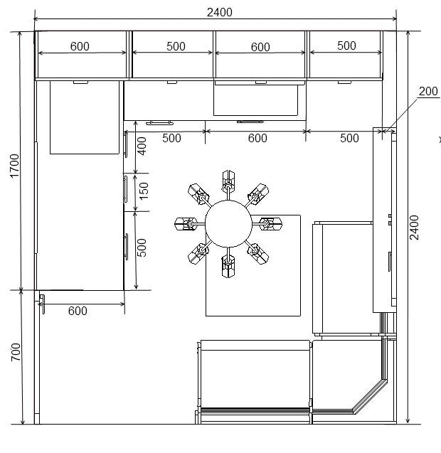 keukenplattegrond met een bank