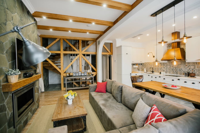 Woonkamer met open haard
