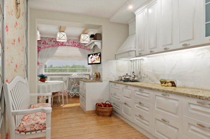 Proven?aalse stijl in het interieur van een witte keuken