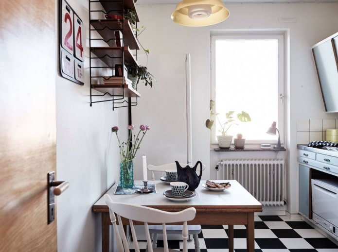 schaakbordvloer in de keuken