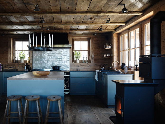 matte donkerblauwe keuken