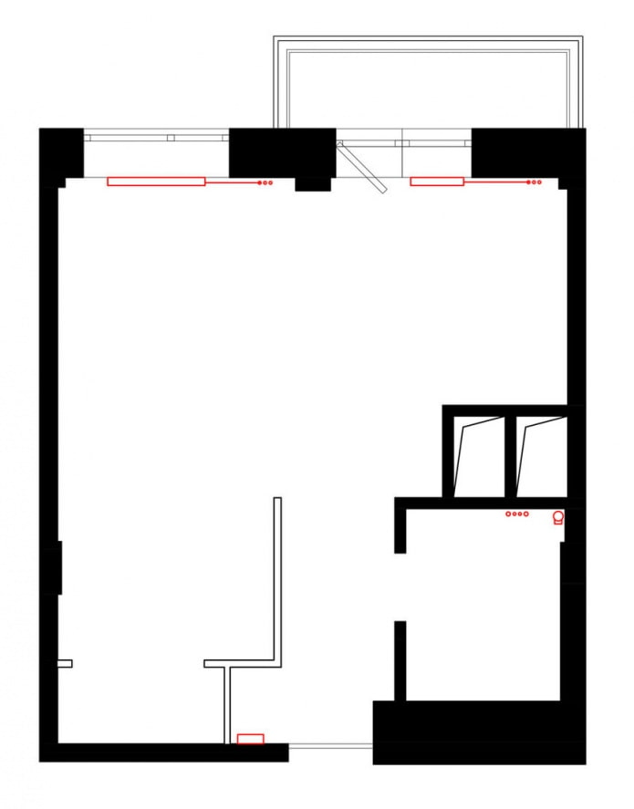 Indeling van een studio van 33 m?.