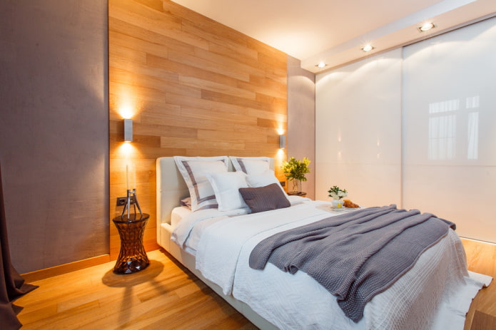 slaapkamerontwerp in het interieur van een appartement van 70 vierkante meter