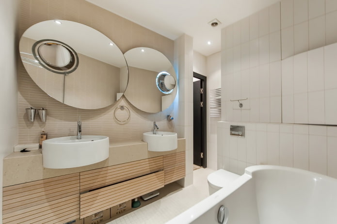 badkamerontwerp in het interieur van een appartement van 70 vierkante meter