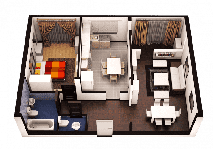 Indeling appartement van 70 vierkante meter