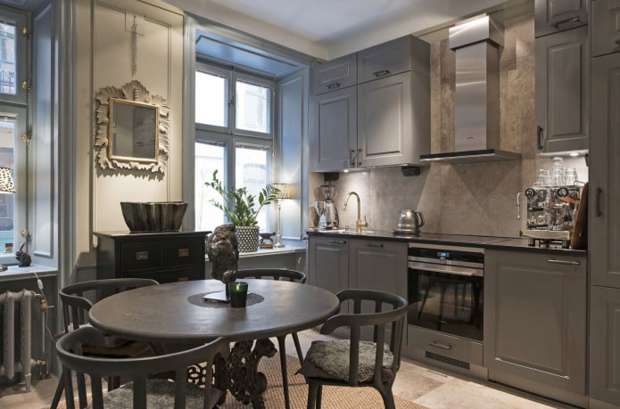 keukenontwerp in het interieur van een appartement van 70 vierkante meter