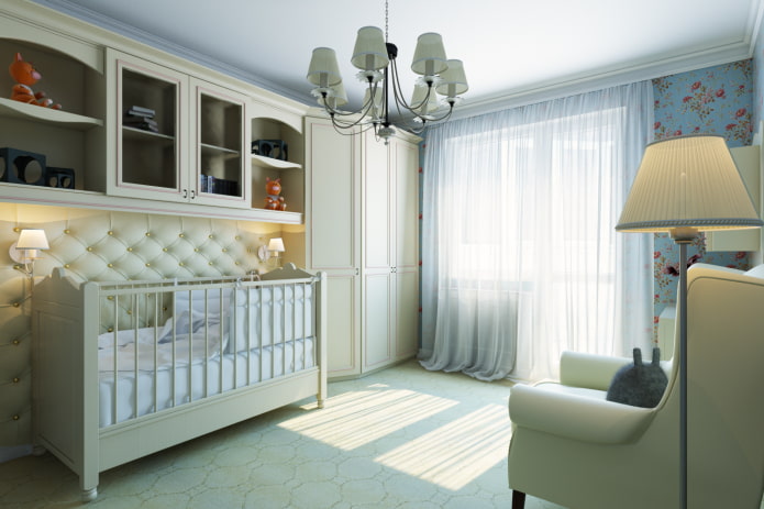 kinderkamerontwerp in het interieur van een appartement van 70 vierkante meter