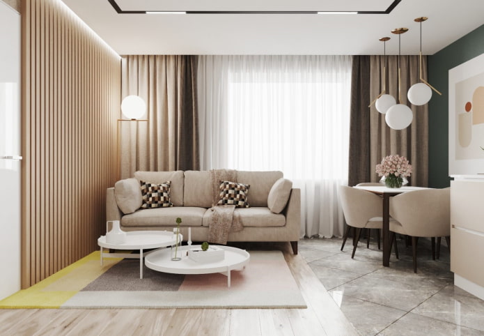 interieur van een vierkamerappartement van 70 vierkante meter